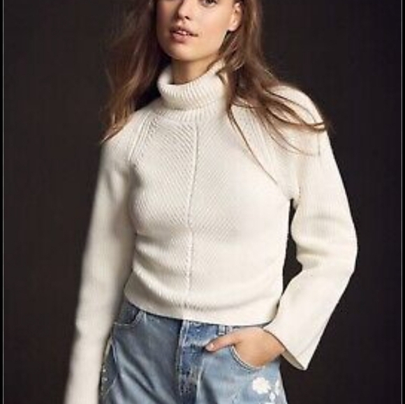 Anthropologie Maeve Sweater Cropped Turtleneck M - Picture 1 of 5